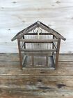 Small Wood & Metal Wire Bird Cage Spring Door Decorative Rustic Farmhouse