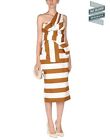 RRP€1256 N 21 Sheath Dress IT42 US6 UK10 M Striped One Shoulder Made in Italy