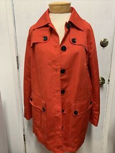 Womens Dennis by Dennis Basso Red Black Buttons Mid-Length Lined Coat Size S