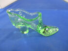 Vintage Fenton Art Glass Bright Light Green Bow Pattern Slipper Shoe