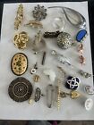 Huge Vintage Junk Drawer Lot Grandma Estate Jewelry Brooches  Pins Marked Silver