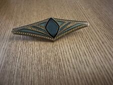 Vintage REO Jewelry Co Art Deco Style Green Blue Enamel & Silver Tone Brooch Pin