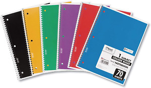 Mead Spiral Notebooks, 6 Pack, 1 Subject, College Ruled Paper, 7-1/2