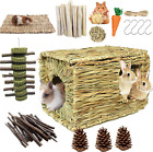 Extra Large Rabbit Grass House and Hideout, 16 PCS Bunny Chew Toys- Ha