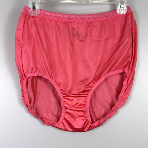 Hanes Panties Panty Size 9 Coral Pink 100% Nylon Stretch Lace Shimmery NWOT