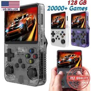 R36S Handheld Video Game Console Linux System 3.5 Inch IPS Screen  128GB w/case