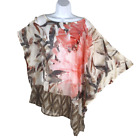 Chico's Travelers Collection Poncho Top Asymmetrical Floral Sheer Women's Size 3