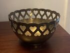 Vintage Brass Bowl with Heart Cutouts 3.75
