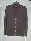 Tory Burch Women's Brown Merino Wool V-Neck Button Front Cardigan Sweater Size S