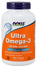 NOW Foods Ultra Omega-3 (Bovine Gelatin), 180 Softgels, Cardiovascular Support