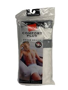 New VTG 2001 HANES Cotton Comfort Plus Boxer Briefs White Mens Large 36-38 2 PK