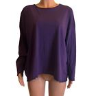 Eskandar Pima Cotton Top Womens 0S Purple Long Sleeve T Shirt Blouse Relaxed Fit
