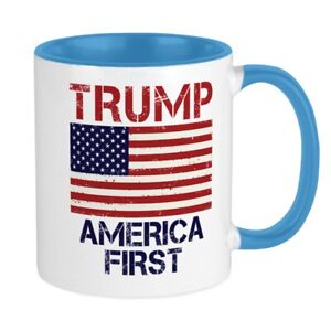 CafePress Trump America First Large Mug 11 oz Ceramic Mug (671454029)
