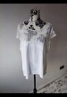 Vintage New Look white laced mesh top size 18 summer short sleeve embroidered