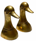 Vintage Pair LEONARD SILVER Mfg Co Solid Brass Duck Head Bookends 6 Tall w/Label