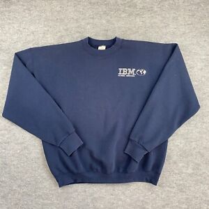 Vtg IBM Sweatshirt Mens 2XL Blue Crewneck Long Sleeve Pullover Y2K Sweatshirt