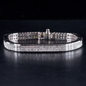 Men's Charming Bracelet 7Ct Princess Cut Lab-Created Diamond 925 Sterling Silver