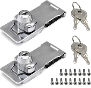 2Pcs Keyed Hasp Locks 4” X 1-5/8” Catch Latch Safety Lock Door Lock with Key