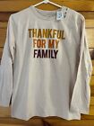 NWT The Children's Place Thankful For My Family Shirt Thanksgiving Top Sz XXL 16