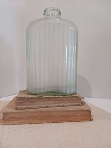 Vintage Large Refrigerator Bottle Ribbed Glass Oblong Shape