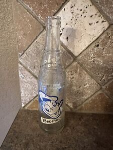 Rare Vintage Donald Duck Beverages Glass Soda Bottle Pop Advertising