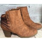 Maurices Women size 9M Brown Ankle Boots with side zipper, square heel, rounded