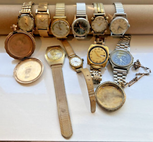 Vintage Watch Lot Gruen Geneva Villereuse Avalon Pocket Watch 14kGF Parts/Repair