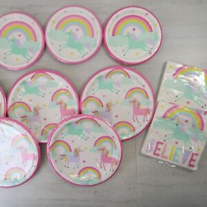 Unicorn Papper plates Napkin Lot Birthday Party or  Baby Shower Set