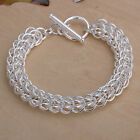 Women's Unisex 925 Sterling Silver Bracelet 7.5 Inches 10MM Toggle L56