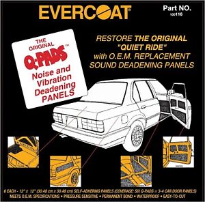 Evercoat Q-Pads - Self-Adhering, Sound Deadening Panels for Quiet Ride - 6 Pads
