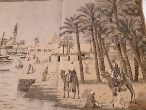 Vintage French tapestry Antique Middle Eastern Arab Traders Scene Tapestry￼56X20