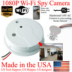1080P HD WiFi Smoke Alarm Detector Spy Camera, 120V Wired Hidden Cam, 12040