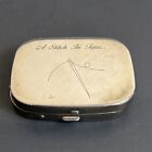 Vintage Sewing Kit Compact Engraved A Stitch in Time Silver Metal Travel Pocket