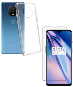For ONEPLUS 7T TEMPERED GLASS SCREEN PROTECTOR + CLEAR SILICONE TPU CASE COVER