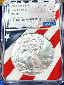 2018 Silver Eagle NGC MS70 Flag Core Label White No Spots Best Price Ebay* CHRC