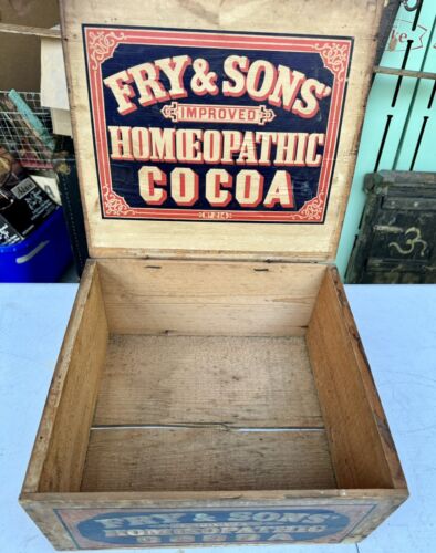 New ListingFrys Homeopathic Cocoa Wood Advertising Box Crate General Store Primitive