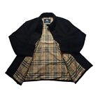 Vintage Burberry trench Jacket Wool Nova Check Coat Overcoat Quilted Black Sz 54