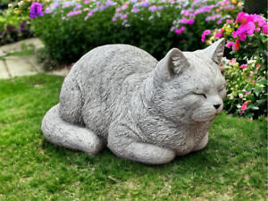 Concrete Cat Statue Pet Memorial Garden Decor Cat Figurine Outdoor Sculpture 10