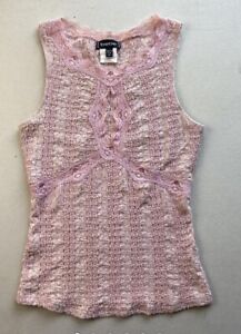 Vintage Pink Lace Bebe Top Size Medium