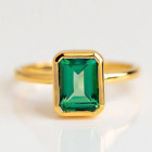Wedding Ring Green Emerald 18k Yellow Gold 4 Carat Certified Lab Created Diamond