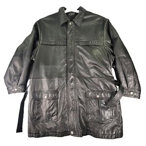 VTG Wilsons Leather M Julian Black Leather Jacket Men 2XL Thinsulate Trench Belt