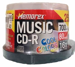 NEW Memorex Cool Colors CD-R 25 pack 40x, 700MB, 80 Min