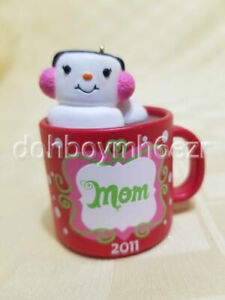 Hallmark 2011 Mom Snowman Hot Chocolate Mug Christmas Ornament