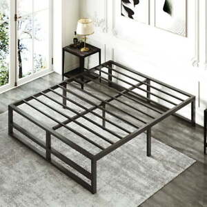 New ListingAmolife 1023361-3 Queen Size Metal Platform Bed Frame with Solid Metal Slat