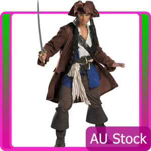 Mens Pirates Of The Caribbean Captain Jack Sparrow Costume Book Week Adult