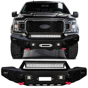 Vijay For 2018-2020 Ford F150 Textured Front Bumper with LED Lights (For: 2020 F-150 XLT)
