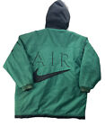 Nike Air Vintage Parka Coat Quilted Hood Winter Jacket, Green, Size M, Oversized