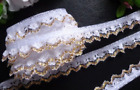 Ruffled Lace Trim 3/4 inch wide white/silver or white/gold price per yard
