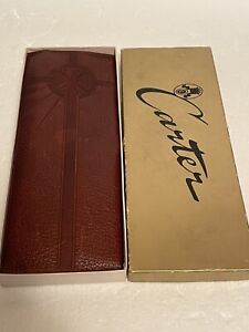 Vintage Leather Brown Stamped Four Leaf Clover Wallet In Box Unused Billfold 9”