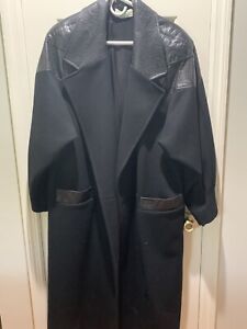 Trench Coat Black Reptile Leather,Coat Made Of Cotton,Shoulders Leather Size M